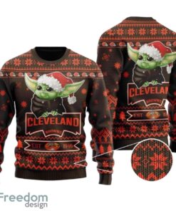 Cleveland Browns  Sweater Shirt Cute Baby Yoda Grogu Christmas All Over Print  Sweater