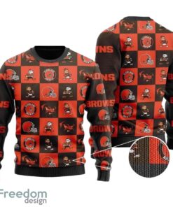 Cleveland Browns  Sweater Shirt Logo Checkered Flannel Design Christmas All Over Print  Sweater