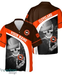 Cleveland Hawaiian Shirt And Beach Shorts personalized name and number Skull Printed Halloween Gift Product Photo 2