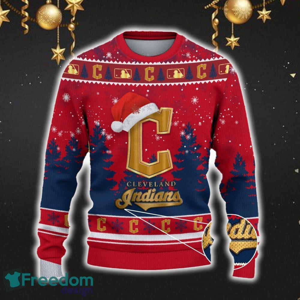 Cleveland Indians Car For Fans 3D Sweater Ugly Christmas Santa Hat Tree Gift For Men Women image Cleveland Indians Car For Fans 3D Sweater Ugly Christmas Santa Hat Tree Gift For Men Women - Cleveland Indians Ugly Christmas Sweater_2