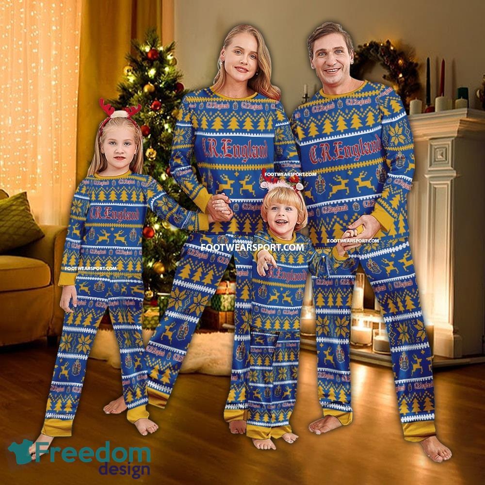 C.R. England Logo Pattern Ugly Christmas Pajamas Set Gift Family - C.R. England Logo Pattern Ugly Christmas Pajamas Set Gift Family