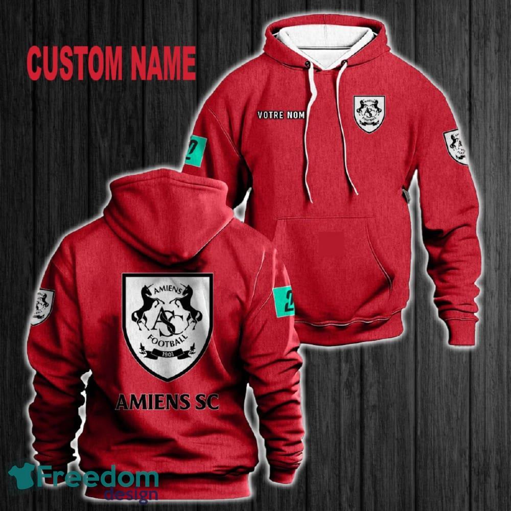 Custom Name Amiens SC 3D Hoodie Red All OVer Print For Men Gift Christmas 2024 - Custom Name Amiens SC 3D Hoodie Red All OVer Print For Men Gift Christmas 2024