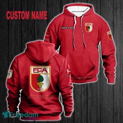 Custom Name Augsburg 3D Hoodie Red All OVer Print For Men Gift Christmas 2024 - Custom Name Augsburg 3D Hoodie Red All OVer Print For Men Gift Christmas 2024