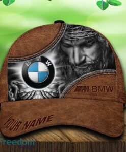 Custom Name BMW M Car All Over Print Jesus Brown 3D Cap And Hat For Fans Gift