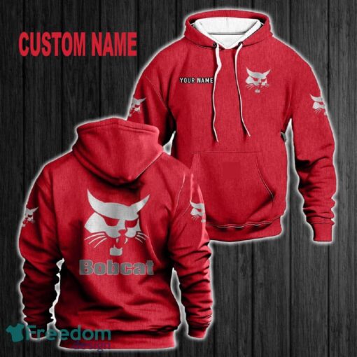 Custom Name Bobcat 3D Hoodie Red All OVer Print For Men Gift Christmas 2024 - Custom Name Bobcat 3D Hoodie Red All OVer Print For Men Gift Christmas 2024