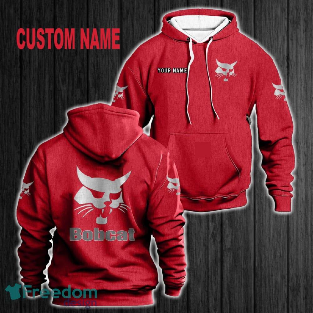 Custom Name Bobcat 3D Hoodie Red All OVer Print For Men Gift Christmas 2024 - Custom Name Bobcat 3D Hoodie Red All OVer Print For Men Gift Christmas 2024