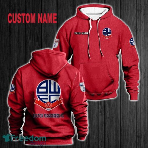 Custom Name Bolton Wanderers 3D Hoodie Red All OVer Print For Men Gift Christmas 2024 - Custom Name Bolton Wanderers 3D Hoodie Red All OVer Print For Men Gift Christmas 2024