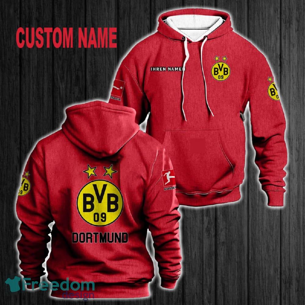 Custom Name Borussia Dortmund 3D Hoodie Red All OVer Print For Men Gift Christmas 2024 - Custom Name Borussia Dortmund 3D Hoodie Red All OVer Print For Men Gift Christmas 2024