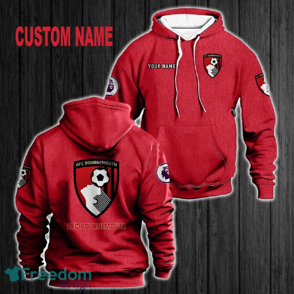 Custom Name Bournemouth 3D Hoodie Red All OVer Print For Men Gift Christmas 2024 - Custom Name Bournemouth 3D Hoodie Red All OVer Print For Men Gift Christmas 2024