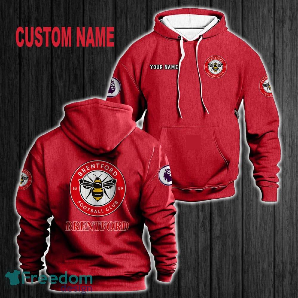 Custom Name Brentford 3D Hoodie Red All OVer Print For Men Gift Christmas 2024 - Custom Name Brentford 3D Hoodie Red All OVer Print For Men Gift Christmas 2024