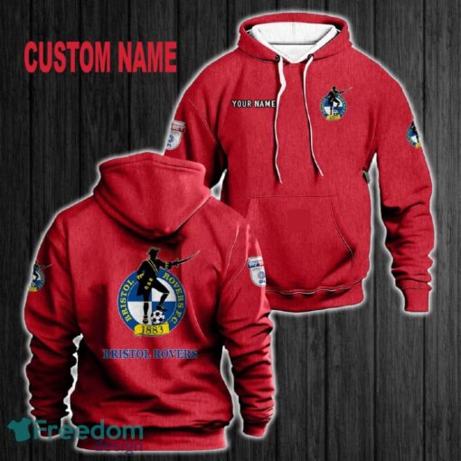 Custom Name Bristol Rovers 3D Hoodie Red All OVer Print For Men Gift Christmas 2024 - Custom Name Bristol Rovers 3D Hoodie Red All OVer Print For Men Gift Christmas 2024