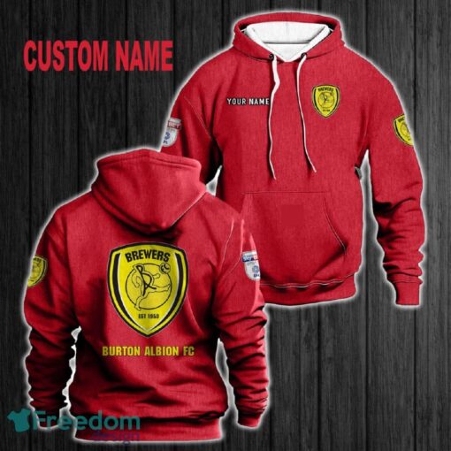 Custom Name Burton Albion F.C 3D Hoodie Red All OVer Print For Men Gift Christmas 2024 - Custom Name Burton Albion F.C 3D Hoodie Red All OVer Print For Men Gift Christmas 2024