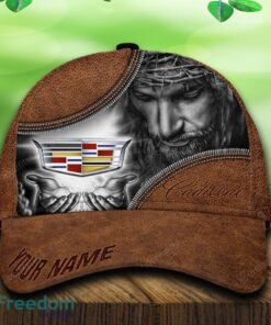 Custom Name Cadillac Car All Over Print Jesus Brown 3D Cap And Hat For Fans Gift
