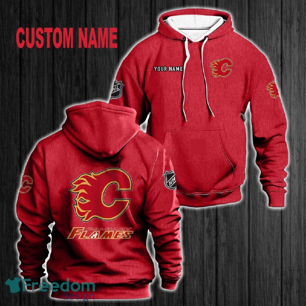 Custom Name Calgary Flames 3D Hoodie Red All OVer Print For Men Gift Christmas 2024 - Custom Name Calgary Flames 3D Hoodie Red All OVer Print For Men Gift Christmas 2024