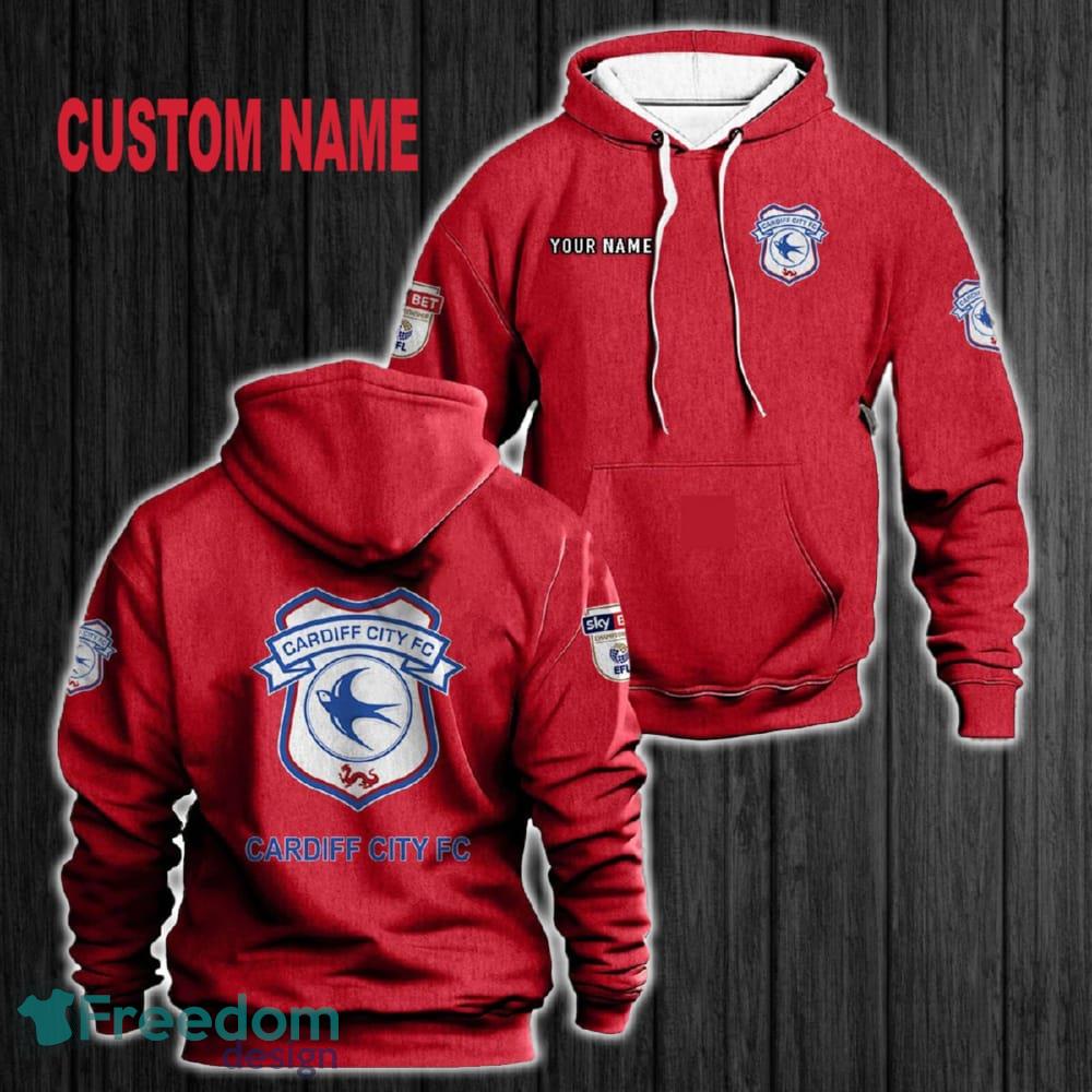 Custom Name Cardiff City F.C 3D Hoodie Red All OVer Print For Men Gift Christmas 2024 - Custom Name Cardiff City F.C 3D Hoodie Red All OVer Print For Men Gift Christmas 2024