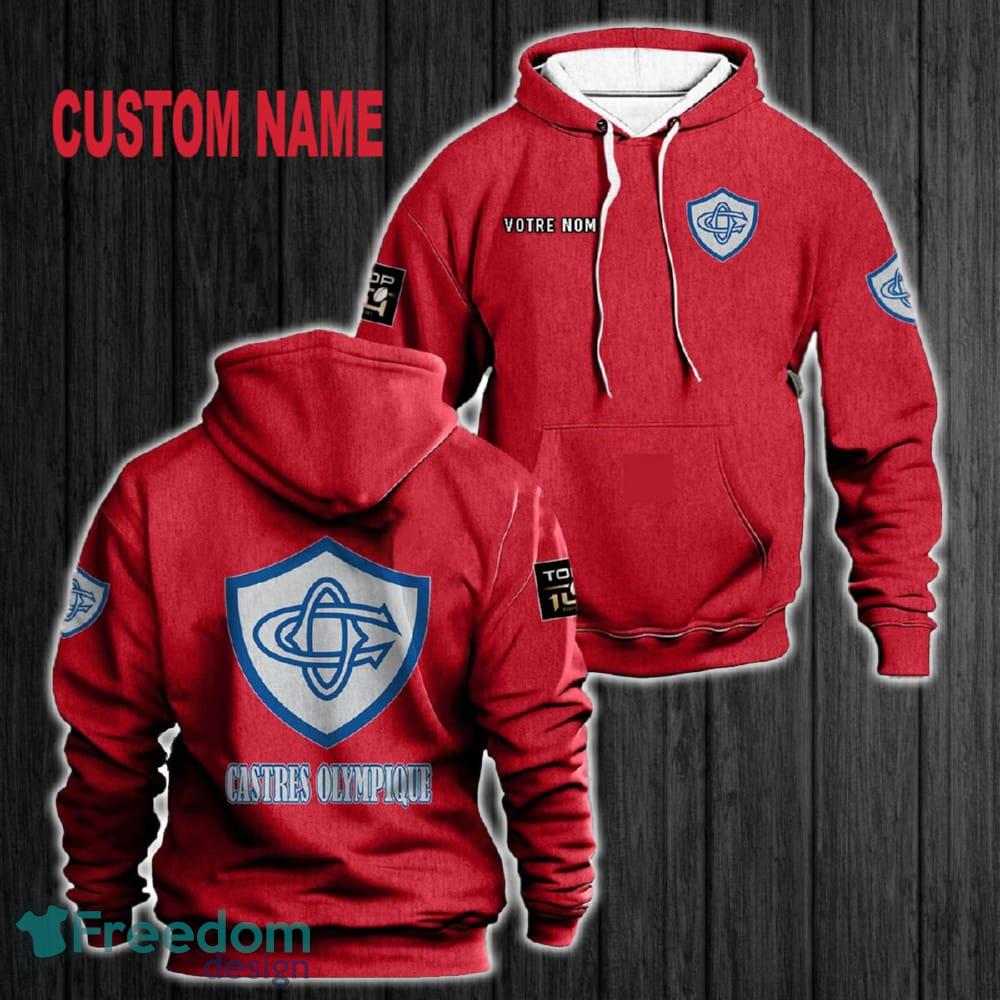 Custom Name Castres Olympique 3D Hoodie Red All OVer Print For Men Gift Christmas 2024 - Custom Name Castres Olympique 3D Hoodie Red All OVer Print For Men Gift Christmas 2024