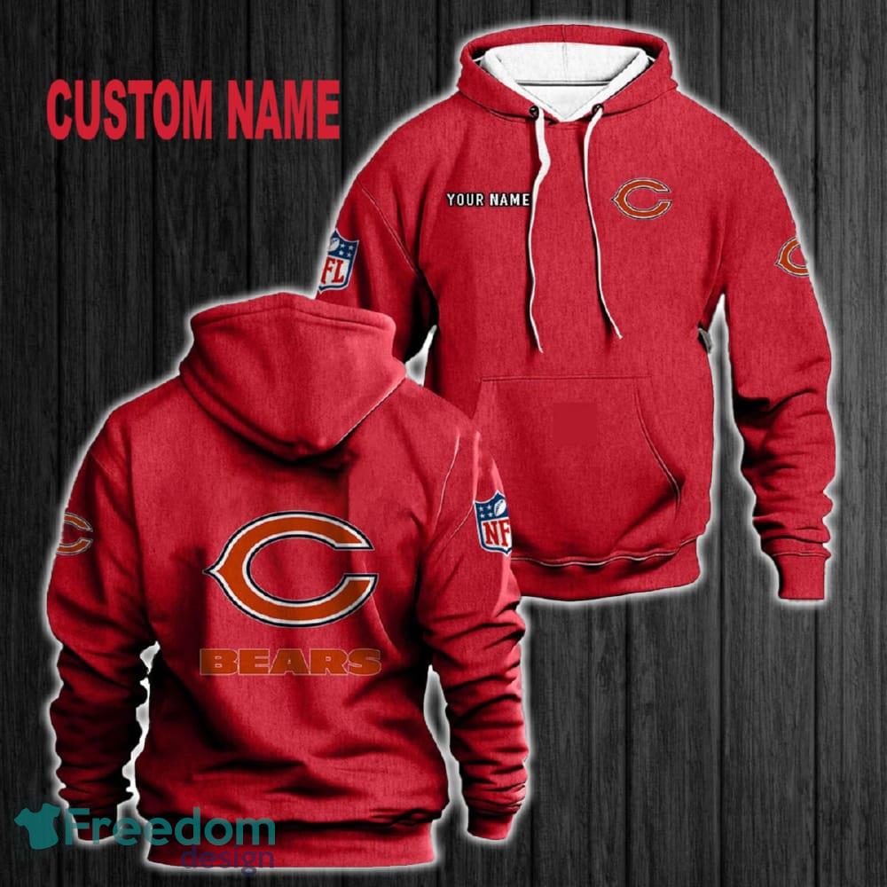 Custom Name Chicago Bears 3D Hoodie Red All OVer Print For Men Women Gift Christmas 2024 - Custom Name Chicago Bears 3D Hoodie Red All OVer Print For Men Gift Christmas 2024