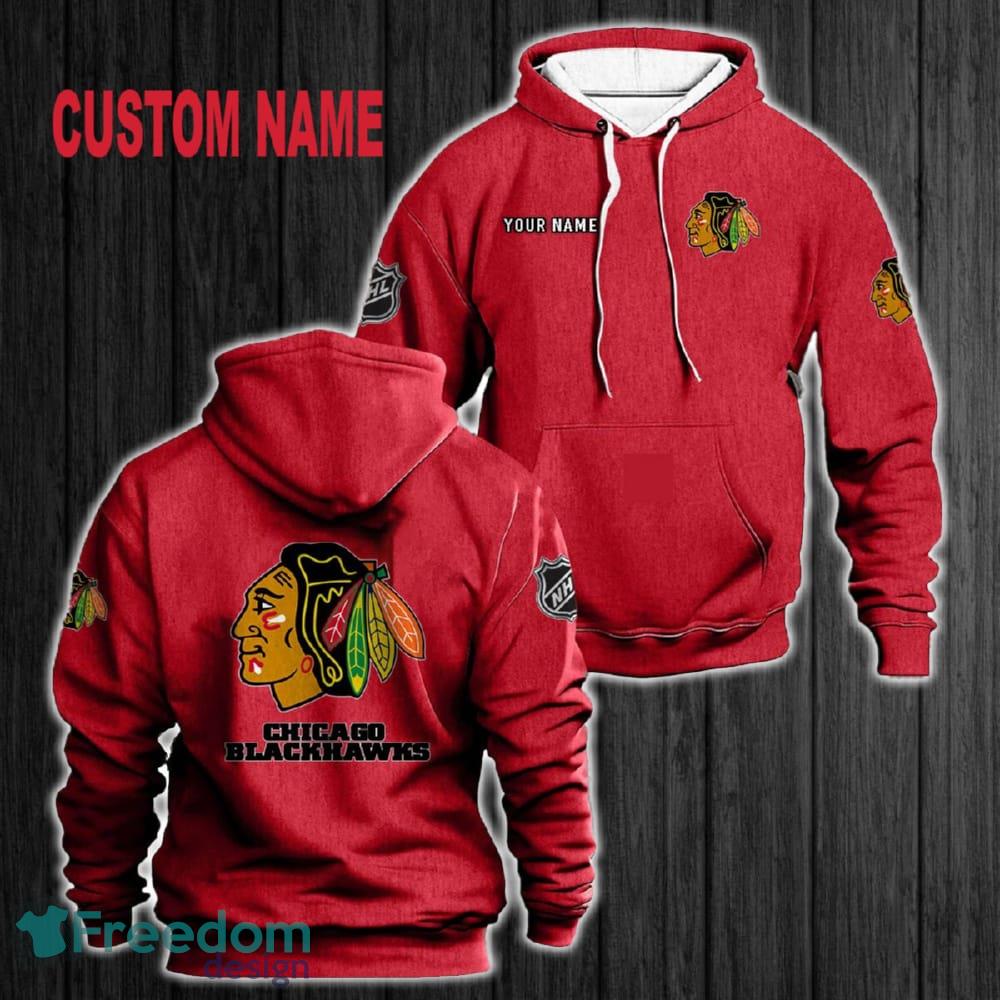 Custom Name Chicago Blackhawks 3D Hoodie Red All OVer Print For Men Women Gift Christmas 2024 - Custom Name Chicago Blackhawks 3D Hoodie Red All OVer Print For Men Gift Christmas 2024