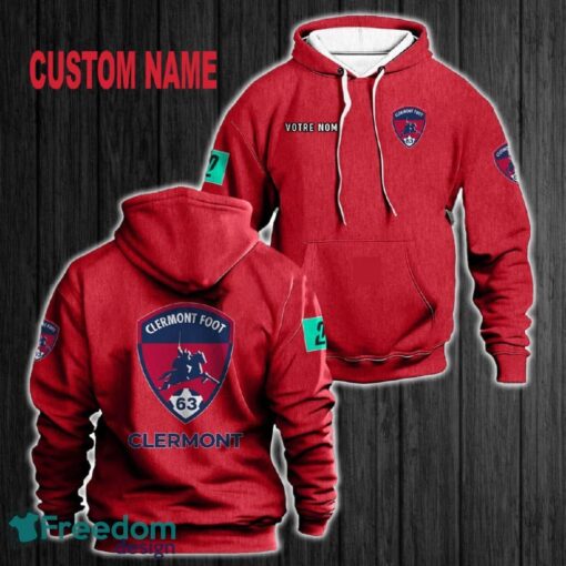 Custom Name Clermont Foot Auvergne 63 3D Hoodie Red All OVer Print For Men Women Gift Christmas 2024 - Custom Name Clermont Foot Auvergne 63 3D Hoodie Red All OVer Print For Men Gift Christmas 2024