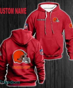 Custom Name Cleveland Browns 3D Hoodie Red All OVer Print For Men Women Gift Christmas 2024