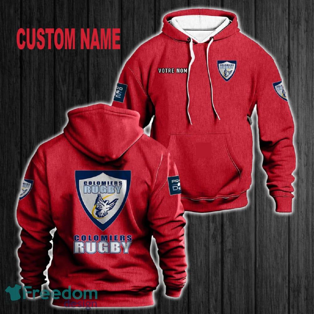 Custom Name Colomiers Rugby 3D Hoodie Red All OVer Print For Men Women Gift Christmas 2024 - Custom Name Colomiers Rugby 3D Hoodie Red All OVer Print For Men Gift Christmas 2024