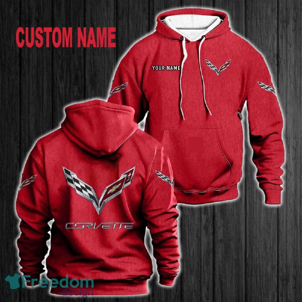 Custom Name Corvette C7 3D Hoodie Red All OVer Print For Men Women Gift Christmas 2024 - Custom Name Corvette C7 3D Hoodie Red All OVer Print For Men Gift Christmas 2024