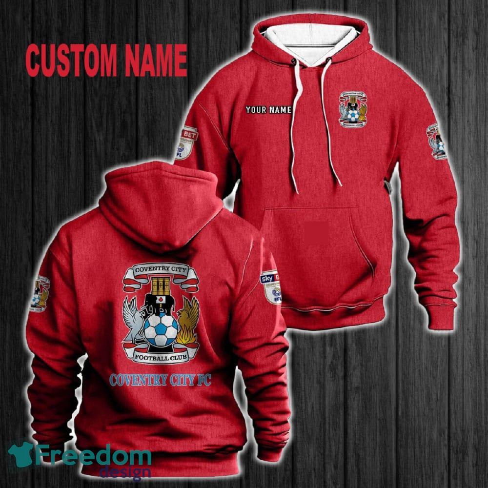 Custom Name Coventry City F.C 3D Hoodie Red All OVer Print For Men Women Gift Christmas 2024 - Custom Name Coventry City F.C 3D Hoodie Red All OVer Print For Men Gift Christmas 2024