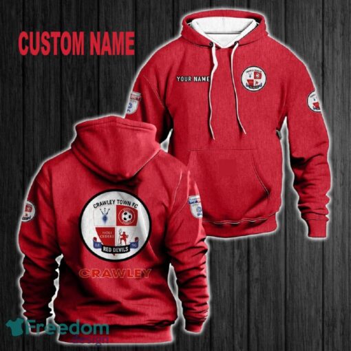 Custom Name Crawley Town 3D Hoodie Red All OVer Print For Men Women Gift Christmas 2024 - Custom Name Crawley Town 3D Hoodie Red All OVer Print For Men Gift Christmas 2024