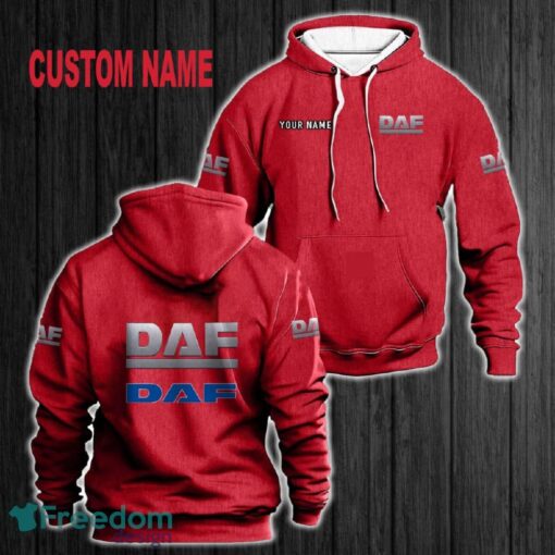 Custom Name DAF Trucks 3D Hoodie Red All OVer Print For Men Women Gift Christmas 2024 - Custom Name DAF Trucks 3D Hoodie Red All OVer Print For Men Gift Christmas 2024