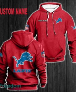 Custom Name Detroit Lions 3D Hoodie Red All OVer Print For Men Women Gift Christmas 2024
