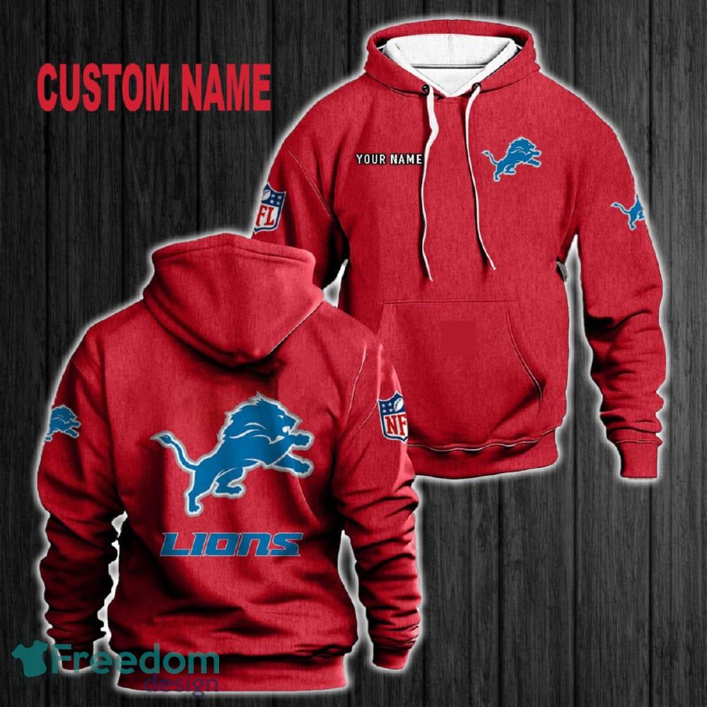 Custom Name Detroit Lions 3D Hoodie Red All OVer Print For Men Women Gift Christmas 2024 - Custom Name Detroit Lions 3D Hoodie Red All OVer Print For Men Gift Christmas 2024