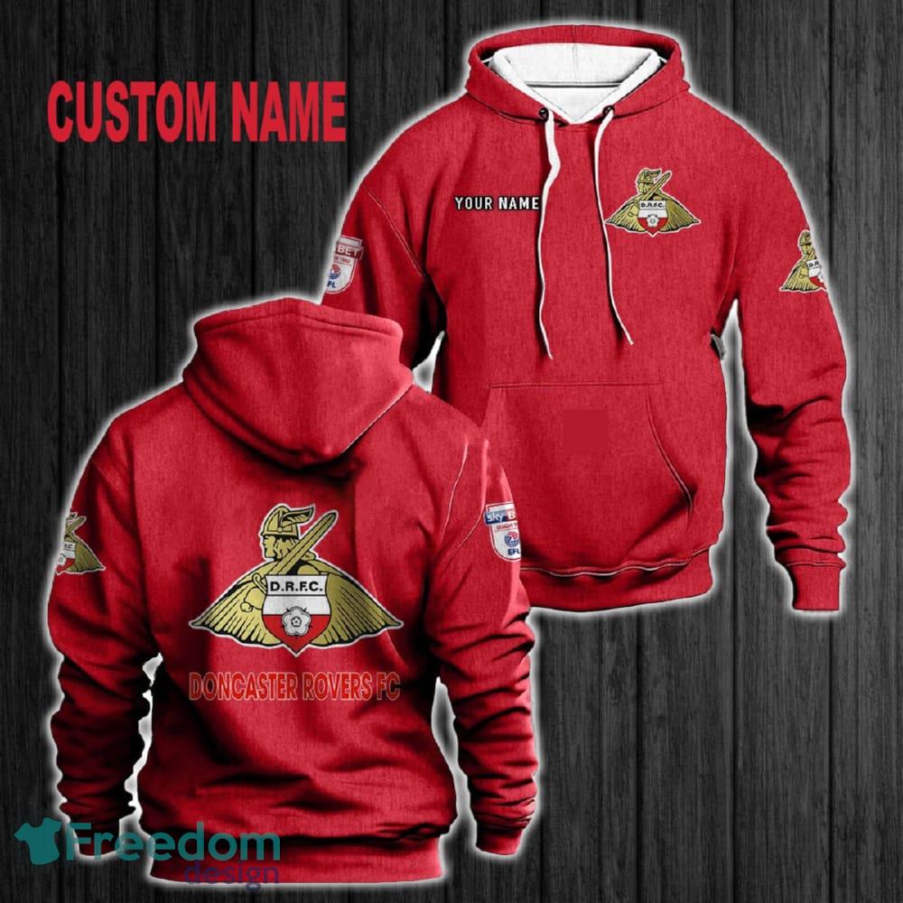 Custom Name Doncaster Rovers 3D Hoodie Red All OVer Print For Men Women Gift Christmas 2024 - Custom Name Doncaster Rovers 3D Hoodie Red All OVer Print For Men Gift Christmas 2024