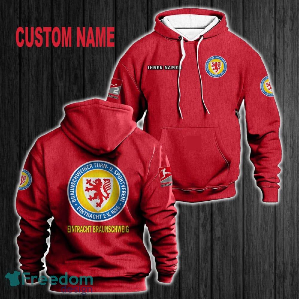 Custom Name Eintracht Braunschweig 3D Hoodie Red All OVer Print For Men Women Gift Christmas 2024 - Custom Name Eintracht Braunschweig 3D Hoodie Red All OVer Print For Men Gift Christmas 2024