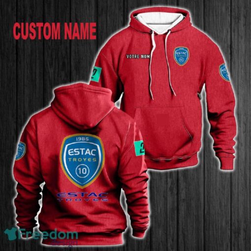 Custom Name ESTAC Troyes 3D Hoodie Red All OVer Print For Men Women Gift Christmas 2024 - Custom Name ESTAC Troyes 3D Hoodie Red All OVer Print For Men Gift Christmas 2024