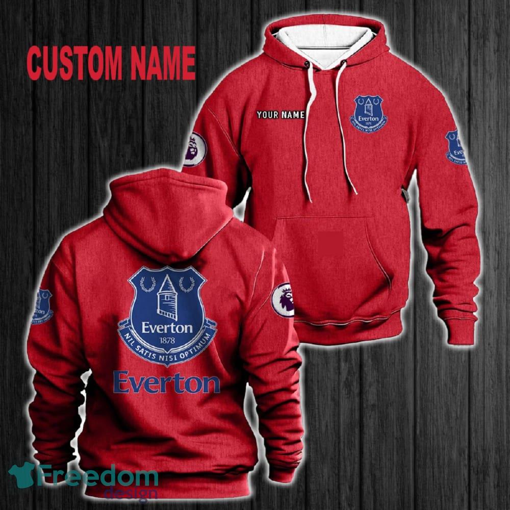 Custom Name Everton 3D Hoodie Red All OVer Print For Men Women Gift Christmas 2024 - Custom Name Everton 3D Hoodie Red All OVer Print For Men Gift Christmas 2024