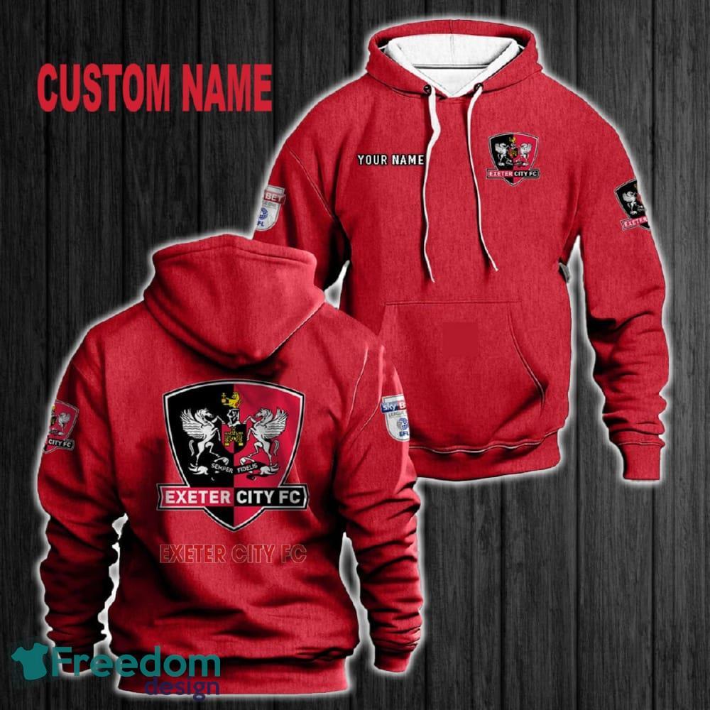 Custom Name Exeter City 3D Hoodie Red All OVer Print For Men Women Gift Christmas 2024 - Custom Name Exeter City 3D Hoodie Red All OVer Print For Men Gift Christmas 2024