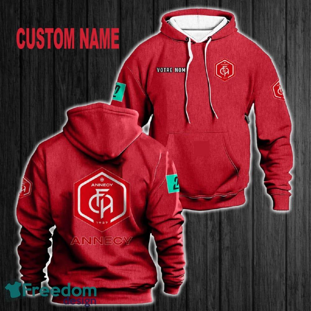 Custom Name FC Annecy 3D Hoodie Red All OVer Print For Men Women Gift Christmas 2024 - Custom Name FC Annecy 3D Hoodie Red All OVer Print For Men Gift Christmas 2024