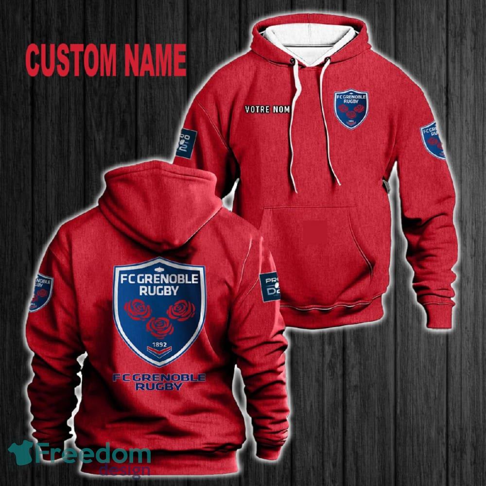 Custom Name FC Grenoble Rugby 3D Hoodie Red All OVer Print For Men Women Gift Christmas 2024 - Custom Name FC Grenoble Rugby 3D Hoodie Red All OVer Print For Men Gift Christmas 2024