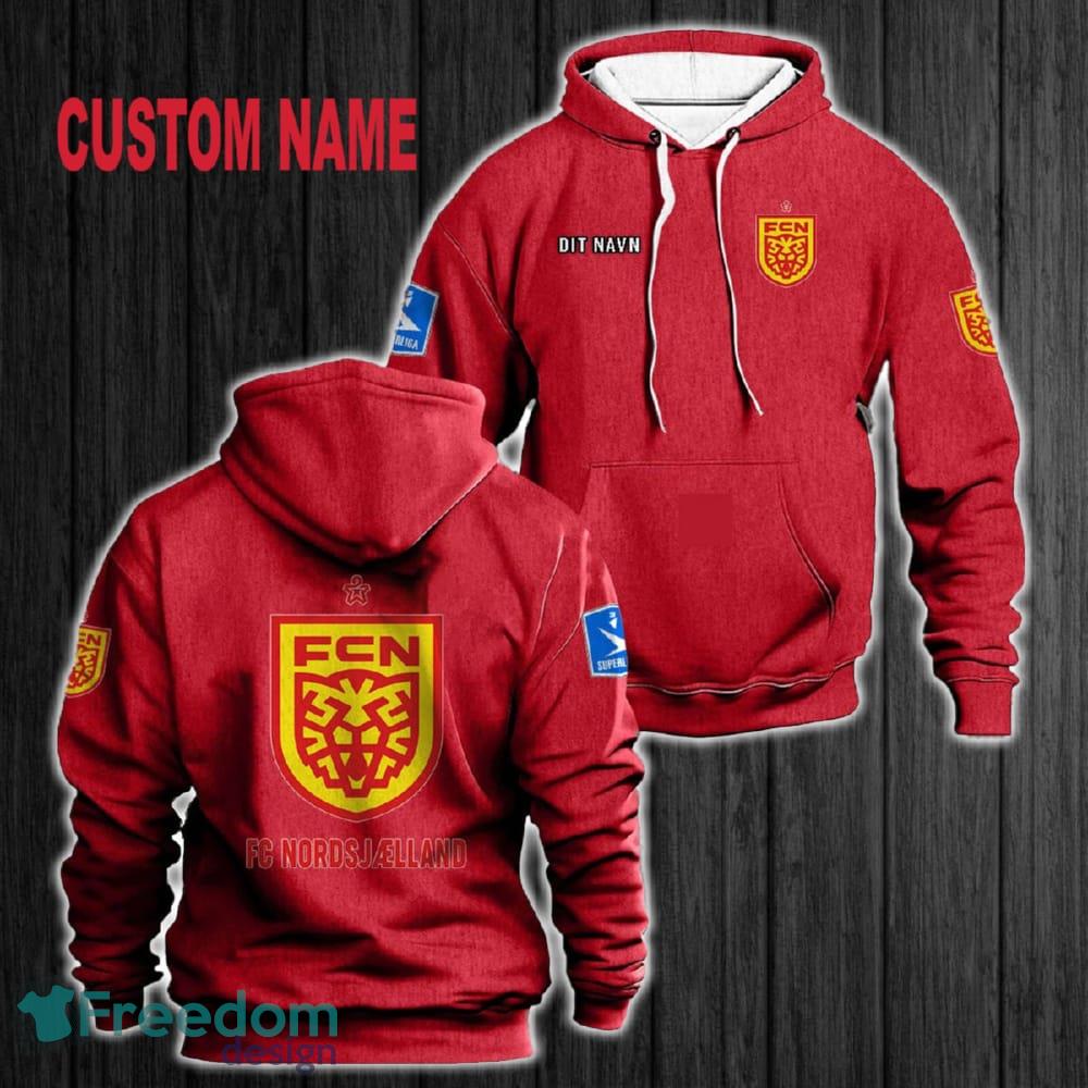 Custom Name FC Nordsjælland 3D Hoodie Red All OVer Print For Men Women Gift Christmas 2024 - Custom Name FC Nordsjælland 3D Hoodie Red All OVer Print For Men Gift Christmas 2024