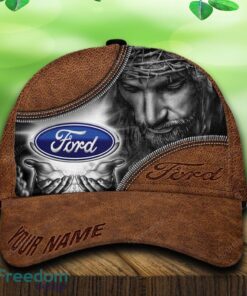Custom Name Ford Car All Over Print Jesus Brown 3D Cap And Hat For Fans Gift