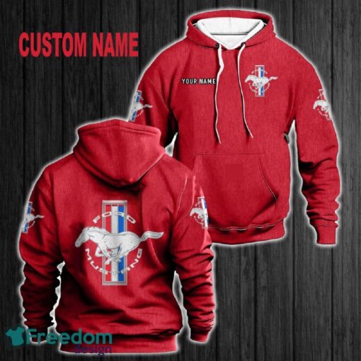 Custom Name Ford Mustang Outfit 3D Hoodie Red All OVer Print For Men Women Gift Christmas 2024 - Custom Name Ford Mustang 3D Hoodie Red All OVer Print For Men Gift Christmas 2024