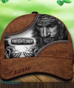 Custom Name Freightliner Car All Over Print Jesus Brown 3D Cap And Hat For Fans Gift