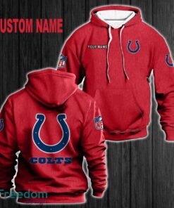 Custom Name Indianapolis Colts 3D Hoodie Red All OVer Print For Men Women Gift Christmas 2024