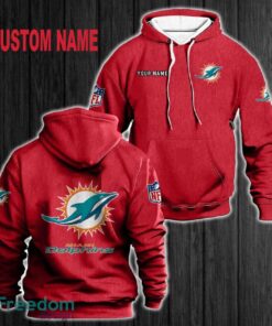 Custom Name Miami Dolphins 3D Hoodie Red All OVer Print For Men Women Gift Christmas 2024