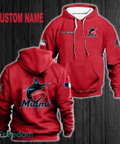 Custom Name Miami Marlins 3D Hoodie Red All OVer Print For Men Women Gift Christmas 2024