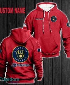 Custom Name Milwaukee Brewers 3D Hoodie Red All OVer Print For Men Women Gift Christmas 2024