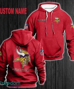 Custom Name Minnesota Vikings 3D Hoodie Red All OVer Print For Men Women Gift Christmas 2024