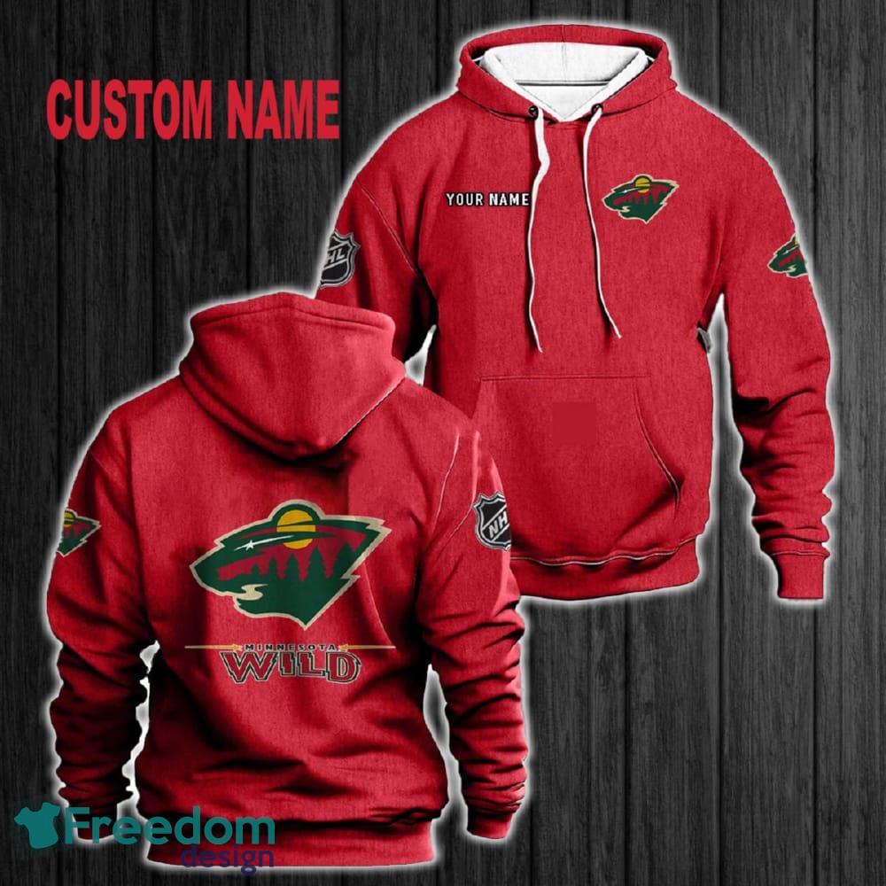 Custom Name Minnesota Wild 3D Hoodie Red All OVer Print For Men Women Gift Christmas 2024 - Custom Name Minnesota Wild 3D Hoodie Red All OVer Print For Men Gift Christmas 2024