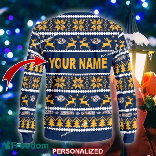 Custom Name NEW Celebrate Nashville Predators Ugly Christmas Sweater Gift For Men And Women - NHL Nashville Predators Ugly Christmas Sweater For Men And Women Photo 2