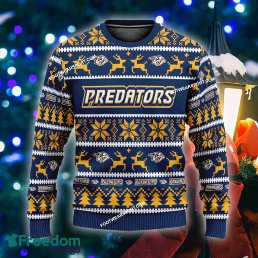 Custom Name NEW Celebrate Nashville Predators Ugly Christmas Sweater Gift For Men And Women - NHL Nashville Predators Ugly Christmas Sweater For Men And Women Photo 1